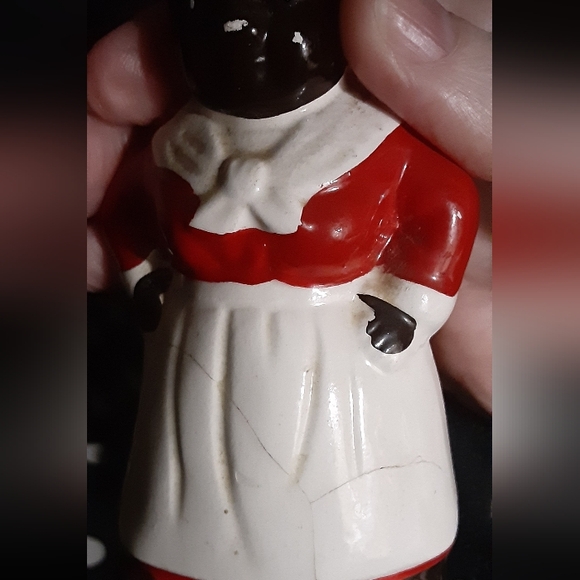 Black red & White Vintage Americana Salt, pepper, Shakers toothpick holder 1940' - Picture 5 of 6